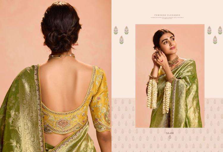 KIMORA PRESENTS SINDHURI UTSAV ZARI TISSUE SILK WEAVING WORK TRADITIONAL WEAR SAREES CATALOG WHOLESALER AND EXPORTER IN SURAT