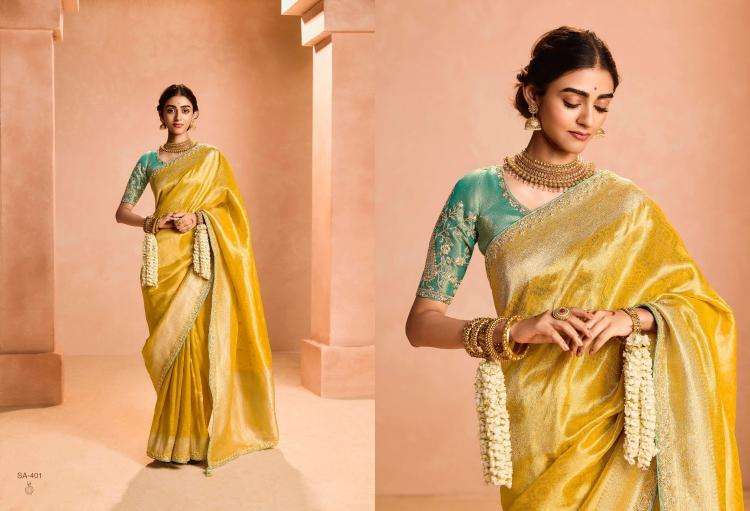 KIMORA PRESENTS SINDHURI UTSAV ZARI TISSUE SILK WEAVING WORK TRADITIONAL WEAR SAREES CATALOG WHOLESALER AND EXPORTER IN SURAT