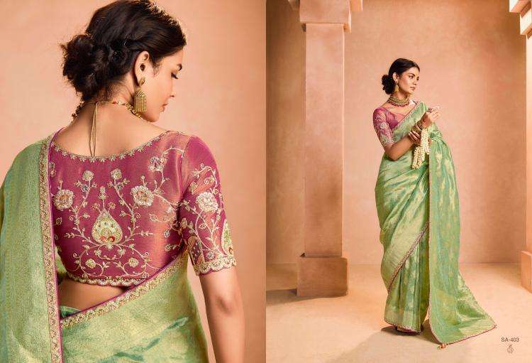KIMORA PRESENTS SINDHURI UTSAV ZARI TISSUE SILK WEAVING WORK TRADITIONAL WEAR SAREES CATALOG WHOLESALER AND EXPORTER IN SURAT