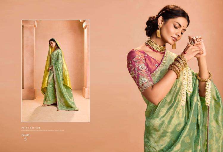 KIMORA PRESENTS SINDHURI UTSAV ZARI TISSUE SILK WEAVING WORK TRADITIONAL WEAR SAREES CATALOG WHOLESALER AND EXPORTER IN SURAT
