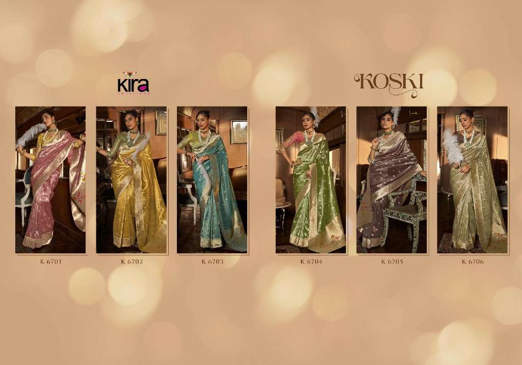 KIRA CREATION PRESENTS KOSKI VISCOSE TISUUE 6701-6706 SERIES SHOP ELEGANT SAREES FOR WEDDING