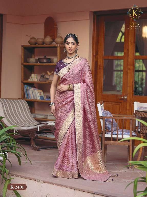 Kira Creation Presents Kyaara Silk Vol-2 Wholesale Pure Viscose Dola Embroidered Blouse Sarees Catalog Wholesaler And Exporter 