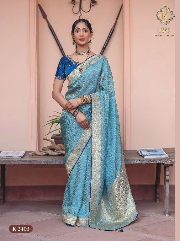 Kira Creation Presents Kyaara Silk Vol-2 Wholesale Pure Viscose Dola Embroidered Blouse Sarees Catalog Wholesaler And Exporter 