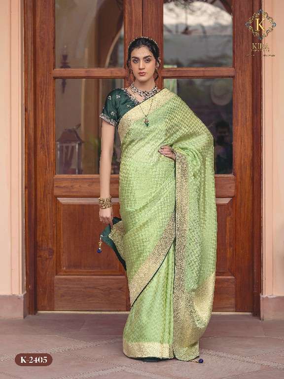 Kira Creation Presents Kyaara Silk Vol-2 Wholesale Pure Viscose Dola Embroidered Blouse Sarees Catalog Wholesaler And Exporter 