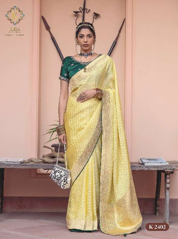 Kira Creation Presents Kyaara Silk Vol-2 Wholesale Pure Viscose Dola Embroidered Blouse Sarees Catalog Wholesaler And Exporter 