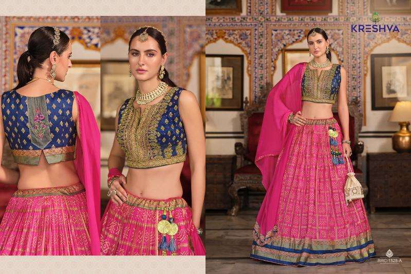 KRESHVA PRESENTS RAGHAVI  FULL STITCH SILK FASHIONABLE LEHENGAS FOR EVERY OCCASION CATALOG WHOLESALER AND EXPORTER 
