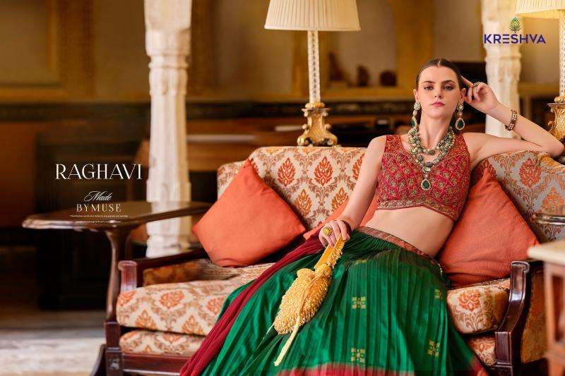KRESHVA PRESENTS RAGHAVI  FULL STITCH SILK FASHIONABLE LEHENGAS FOR EVERY OCCASION CATALOG WHOLESALER AND EXPORTER 