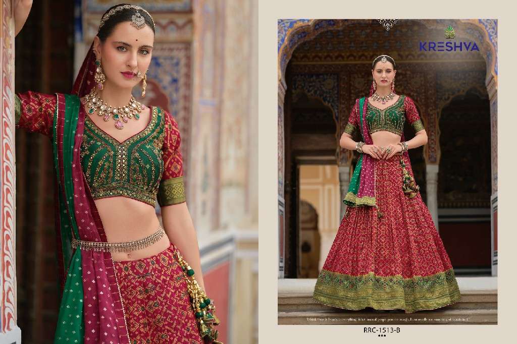 KRESHVA PRESENTS SHIVANGI SILK FULLY STITCH ENGAGEMENT LEHENGA FOR BRIDE CATALOG WHOLESALER AND EXPORTER 