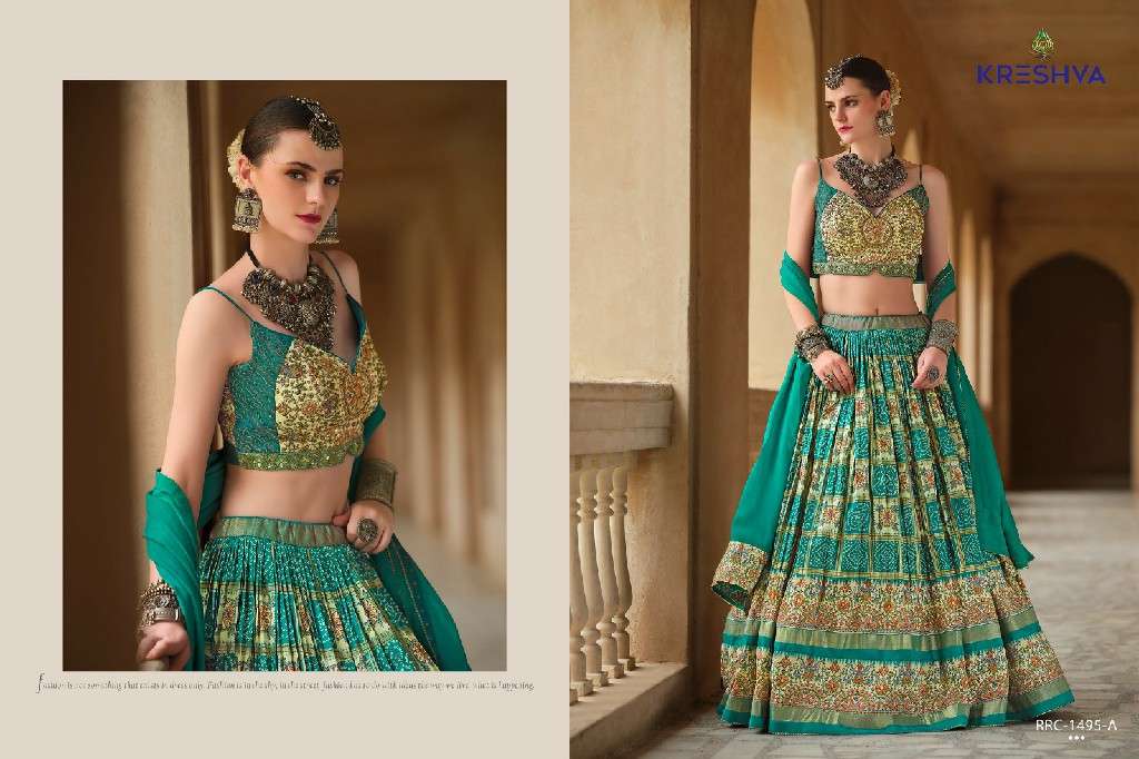 KRESHVA PRESENTS SHIVANGI SILK FULLY STITCH ENGAGEMENT LEHENGA FOR BRIDE CATALOG WHOLESALER AND EXPORTER 