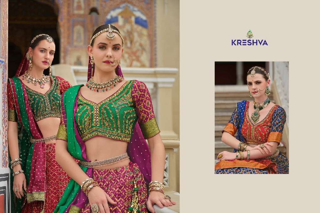 KRESHVA PRESENTS SHIVANGI SILK FULLY STITCH ENGAGEMENT LEHENGA FOR BRIDE CATALOG WHOLESALER AND EXPORTER 