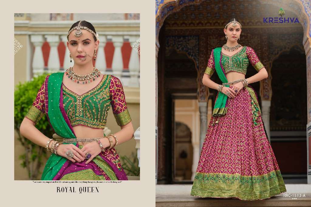 KRESHVA PRESENTS SHIVANGI SILK FULLY STITCH ENGAGEMENT LEHENGA FOR BRIDE CATALOG WHOLESALER AND EXPORTER 