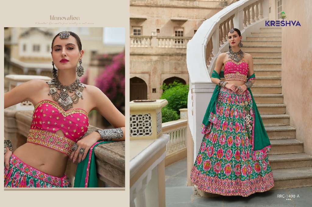 KRESHVA PRESENTS SHIVANGI SILK FULLY STITCH ENGAGEMENT LEHENGA FOR BRIDE CATALOG WHOLESALER AND EXPORTER 