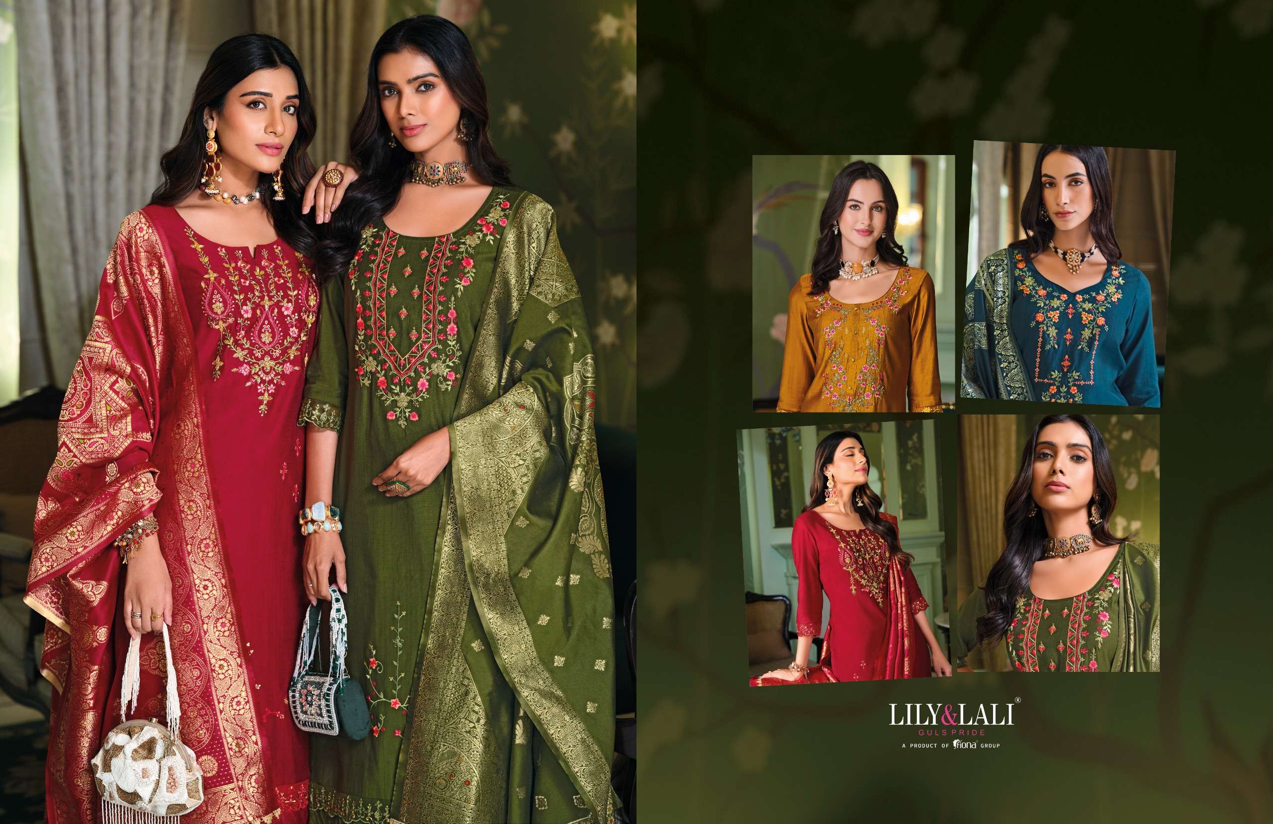 LILY & LALI PRESENTS HASMEENA VOL-5 HANDWORK VISCOSE SILK READYMADE 3PCS KURTIS CATALOG WHOLESALER AND EXPORTER IN SURAT