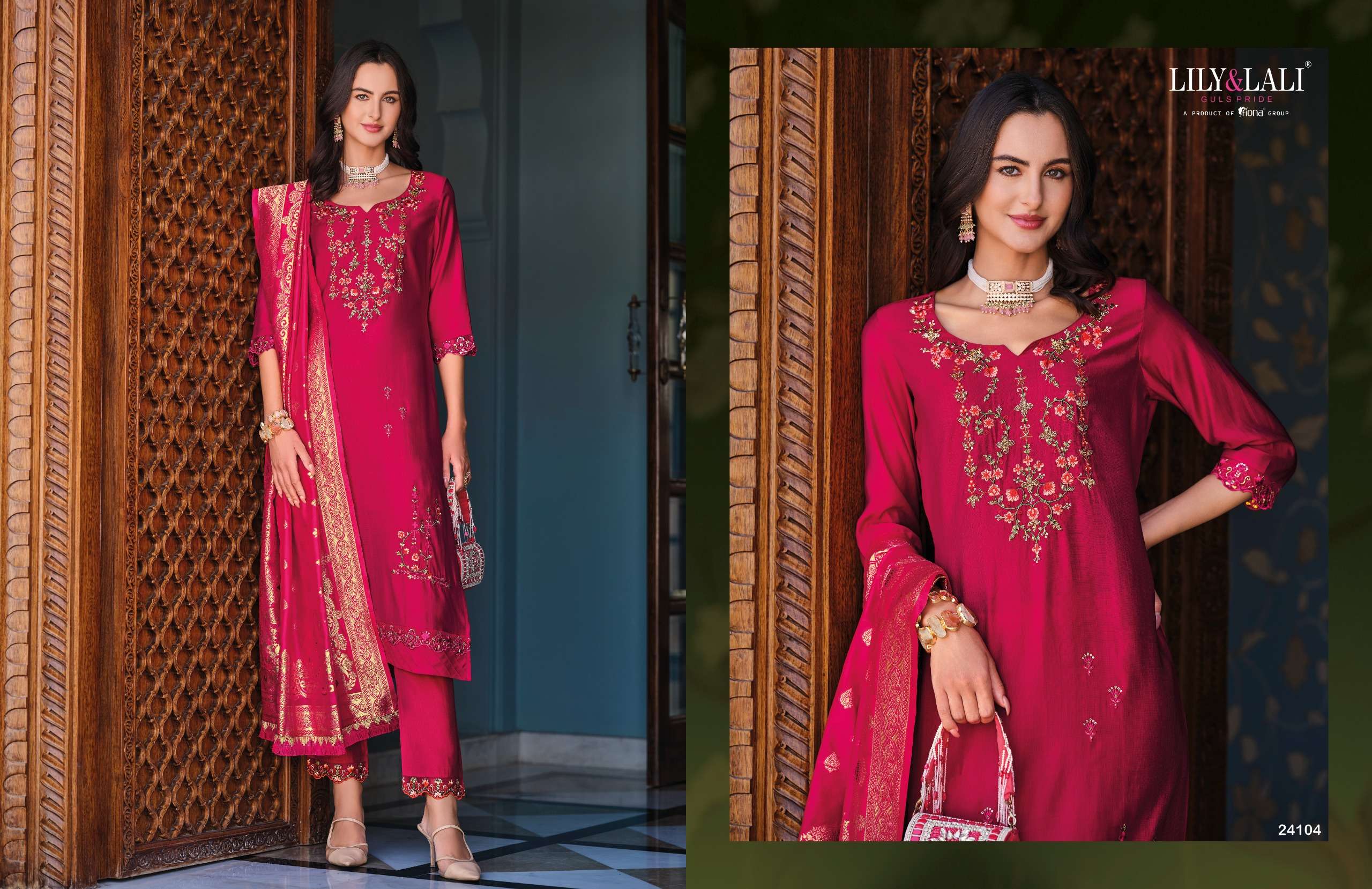 LILY & LALI PRESENTS HASMEENA VOL-5 HANDWORK VISCOSE SILK READYMADE 3PCS KURTIS CATALOG WHOLESALER AND EXPORTER IN SURAT