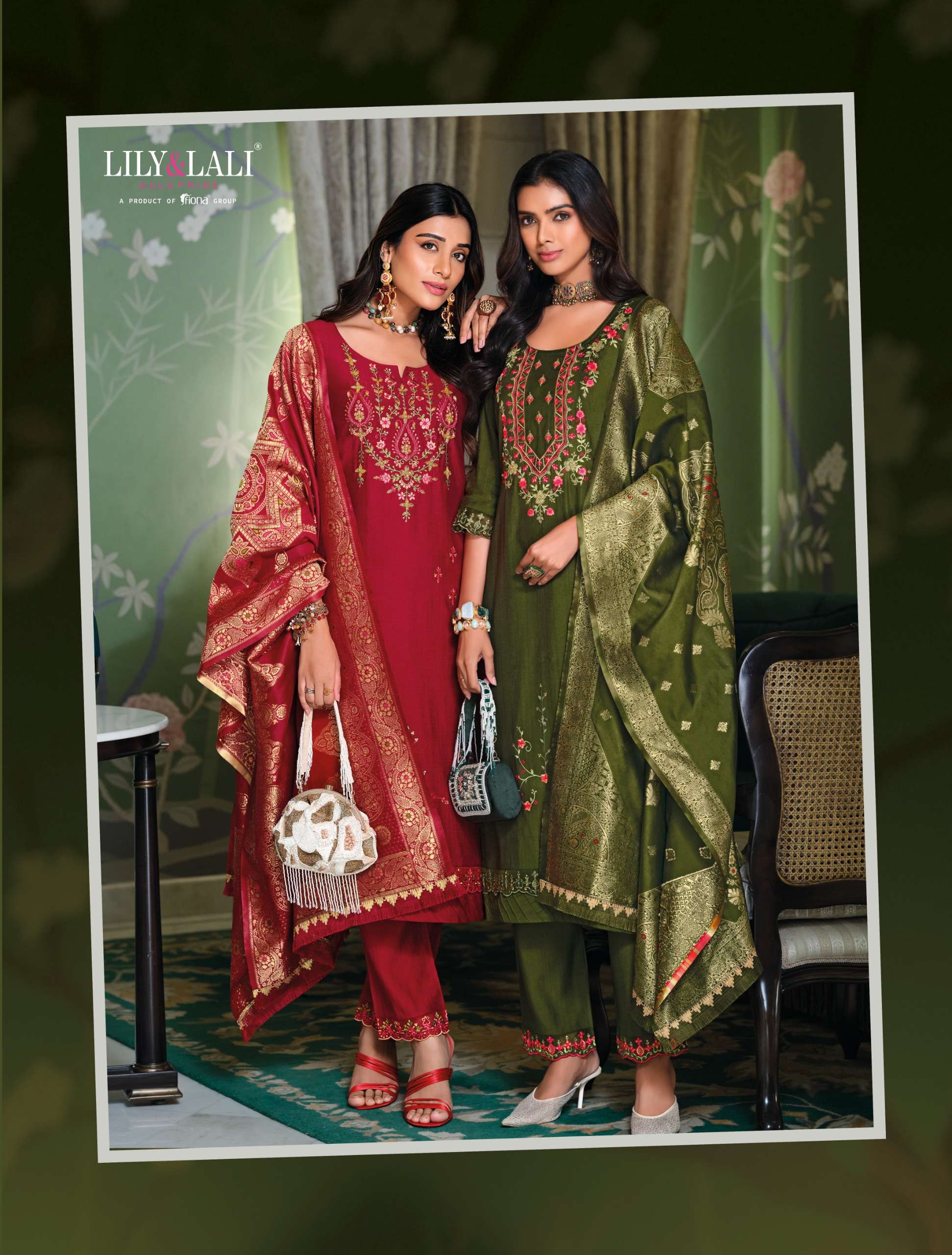 LILY & LALI PRESENTS HASMEENA VOL-5 HANDWORK VISCOSE SILK READYMADE 3PCS KURTIS CATALOG WHOLESALER AND EXPORTER IN SURAT