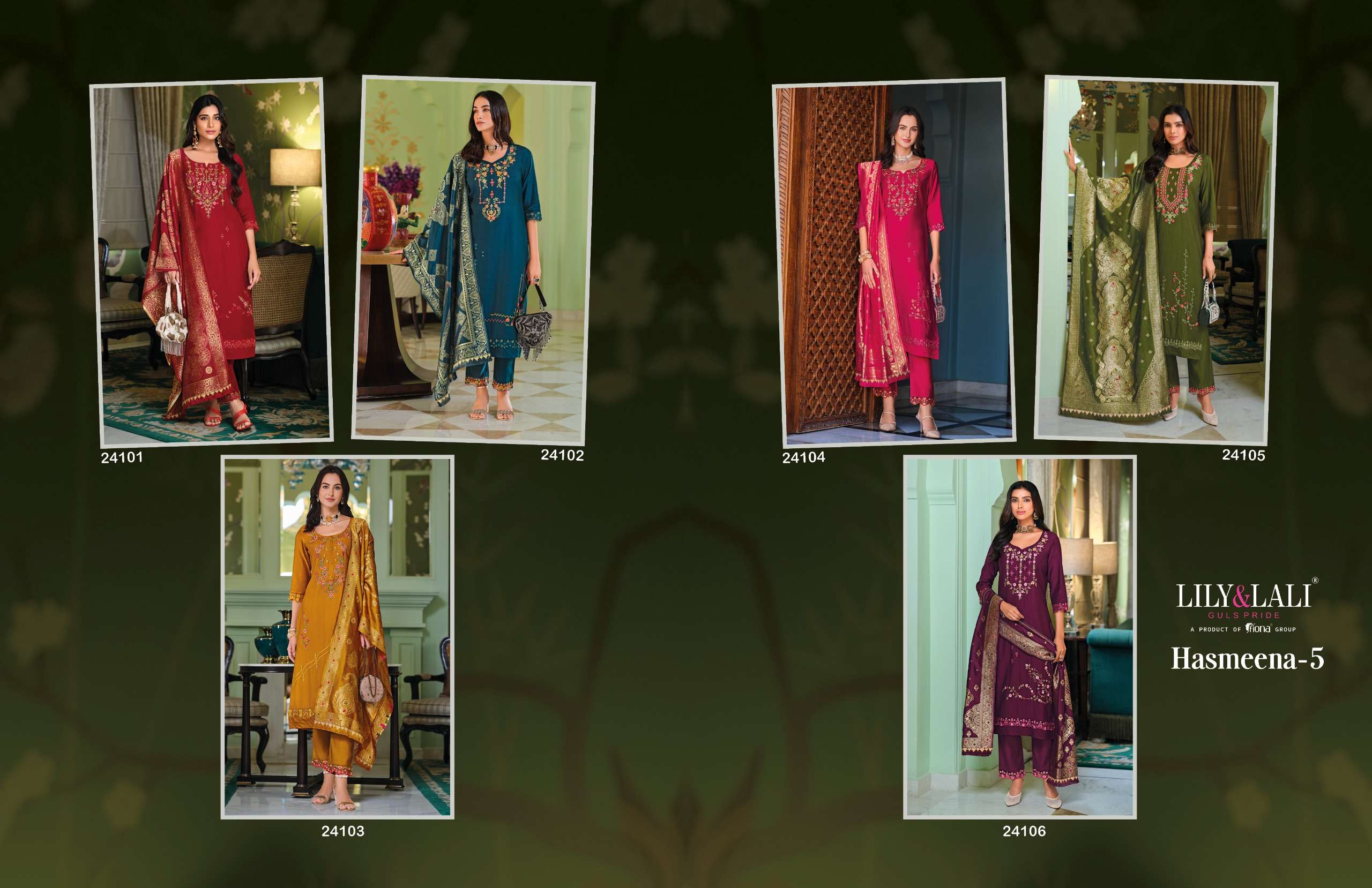 LILY & LALI PRESENTS HASMEENA VOL-5 HANDWORK VISCOSE SILK READYMADE 3PCS KURTIS CATALOG WHOLESALER AND EXPORTER IN SURAT
