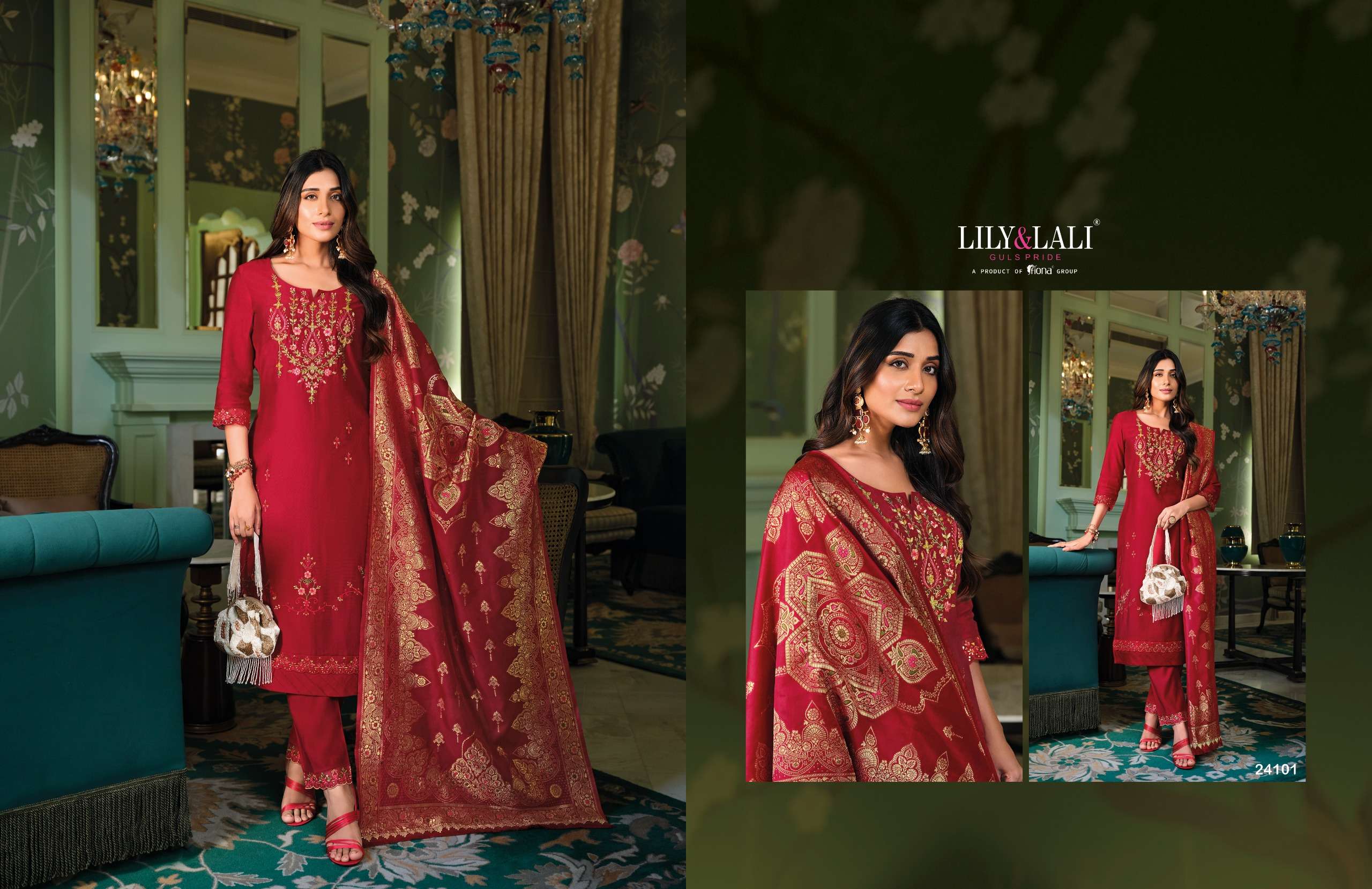 LILY & LALI PRESENTS HASMEENA VOL-5 HANDWORK VISCOSE SILK READYMADE 3PCS KURTIS CATALOG WHOLESALER AND EXPORTER IN SURAT