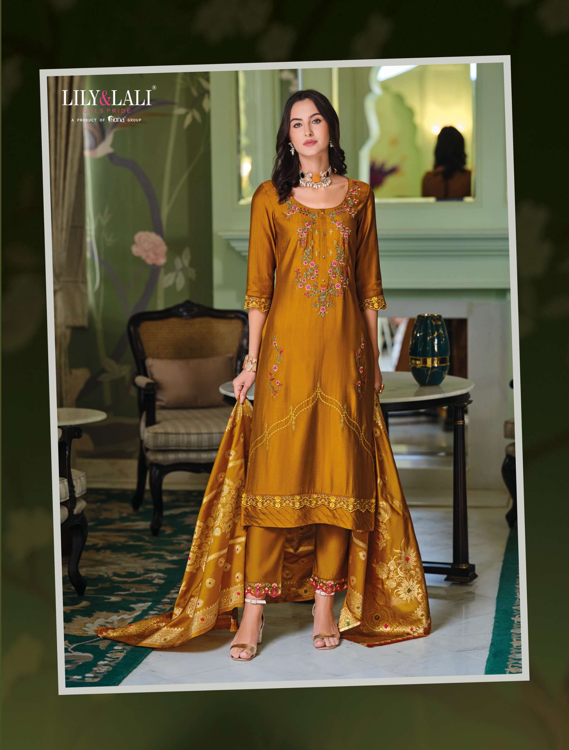 LILY & LALI PRESENTS HASMEENA VOL-5 HANDWORK VISCOSE SILK READYMADE 3PCS KURTIS CATALOG WHOLESALER AND EXPORTER IN SURAT