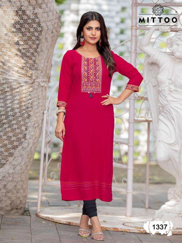 MITTOO PRESENTS PALAK VOL-39 RAYON READYMADE NEW TRENDY LONG KURTIS CATALOG WHOLESALER AND EXPORTER 