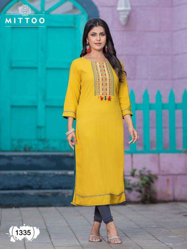 MITTOO PRESENTS PALAK VOL-39 RAYON READYMADE NEW TRENDY LONG KURTIS CATALOG WHOLESALER AND EXPORTER 