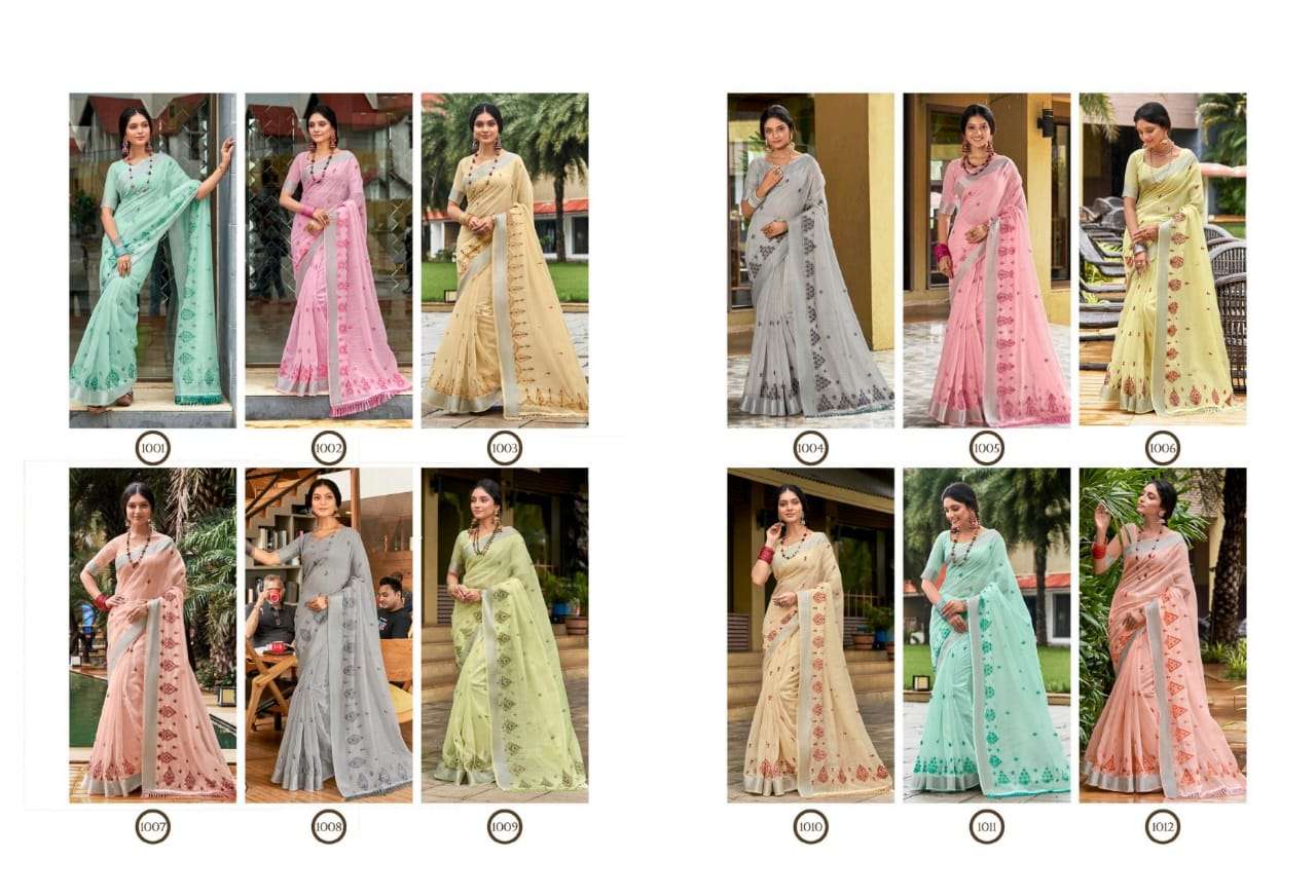 RAJGURU  PRESENTS E- RAKSHIKA SEQUENCE FUNCTION WEAR FANCY WORK SAREES CATALOG WHOLESALER AND EXPORTER IN SURAT 