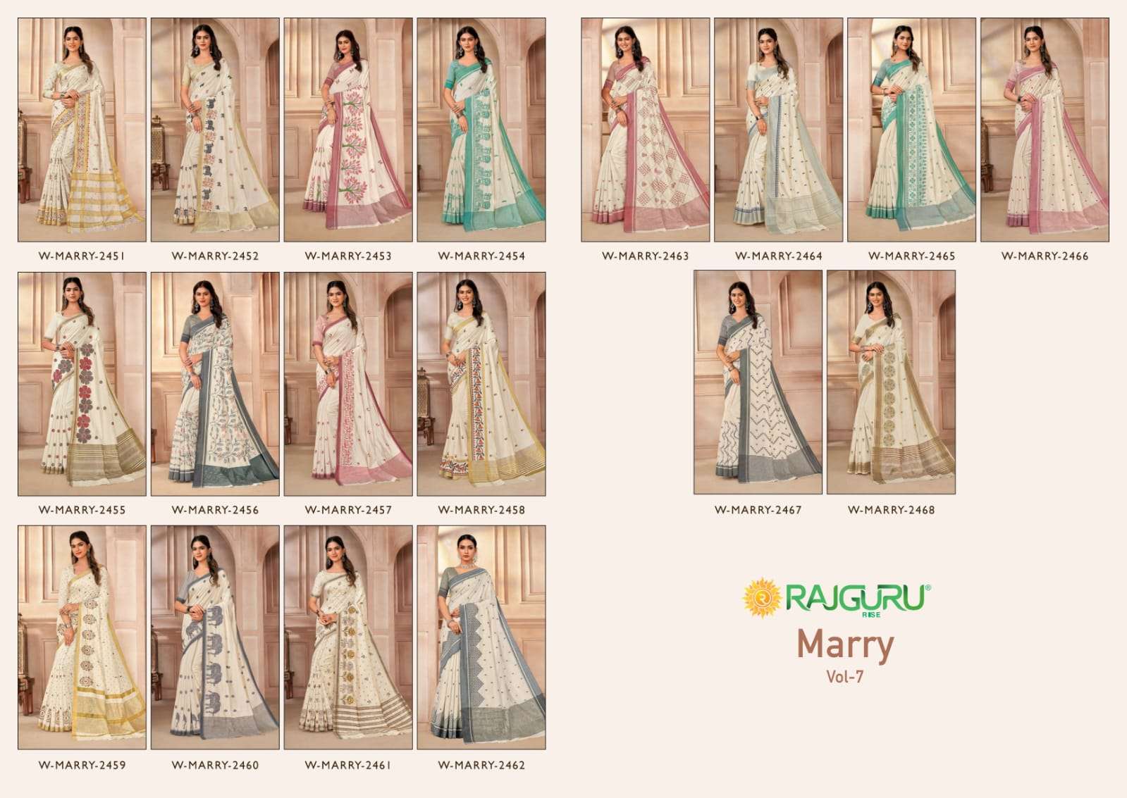 RAJGURU PRESENTS MARRY VOL-7 DESIGNER FANCY SAREES CATALOG WHOLESALER AND EXPORTER IN SURAT