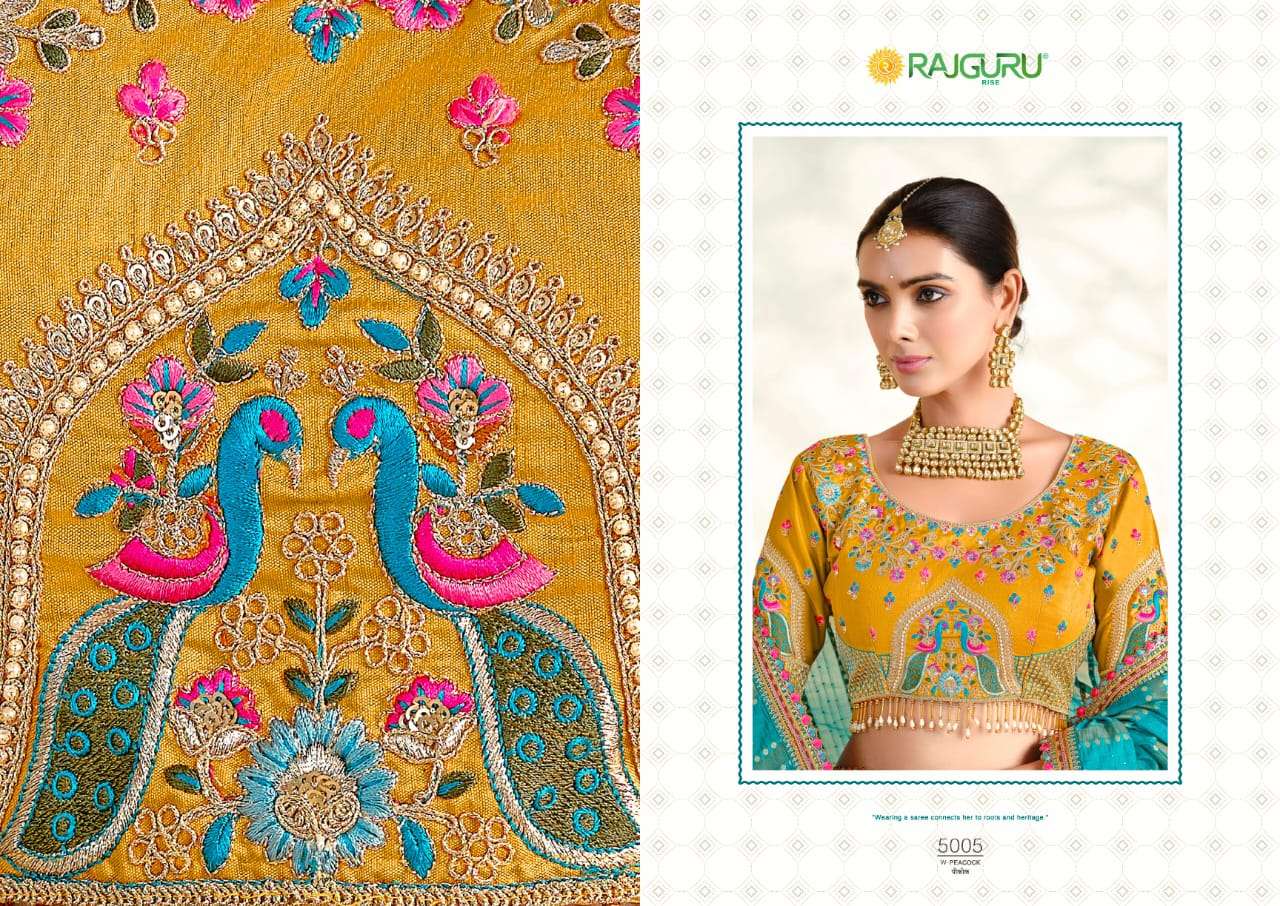RAJGURU  PRESENTS PEACOCK FUNCTION WEAR FANCY WORK SAREES CATALOG WHOLESALER AND EXPORTER IN SURAT 
