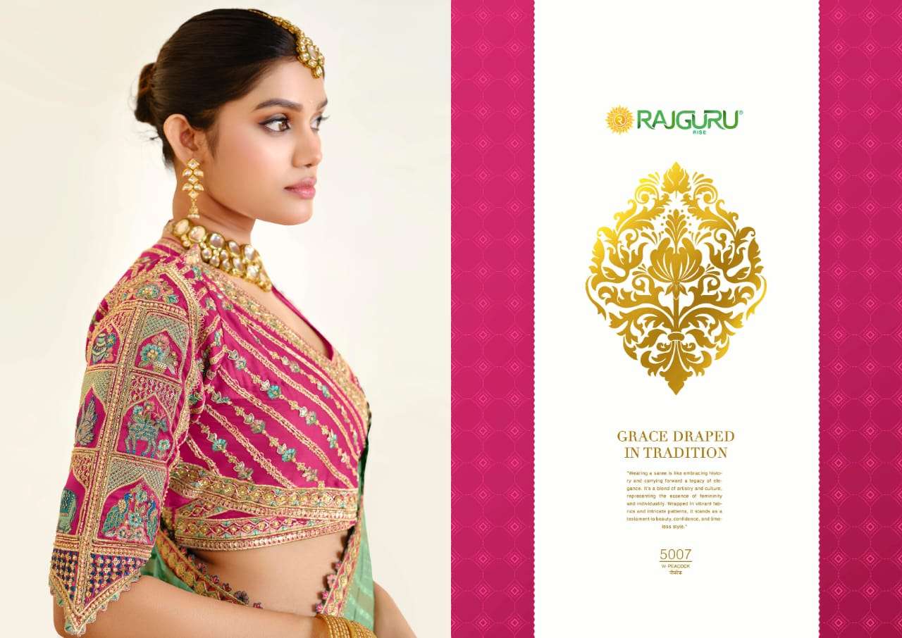 RAJGURU  PRESENTS PEACOCK FUNCTION WEAR FANCY WORK SAREES CATALOG WHOLESALER AND EXPORTER IN SURAT 