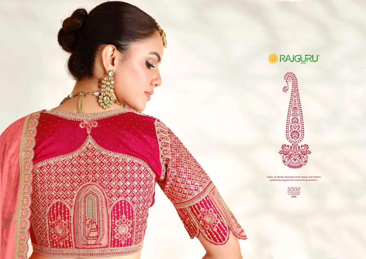 RAJGURU  PRESENTS PEACOCK FUNCTION WEAR FANCY WORK SAREES CATALOG WHOLESALER AND EXPORTER IN SURAT 