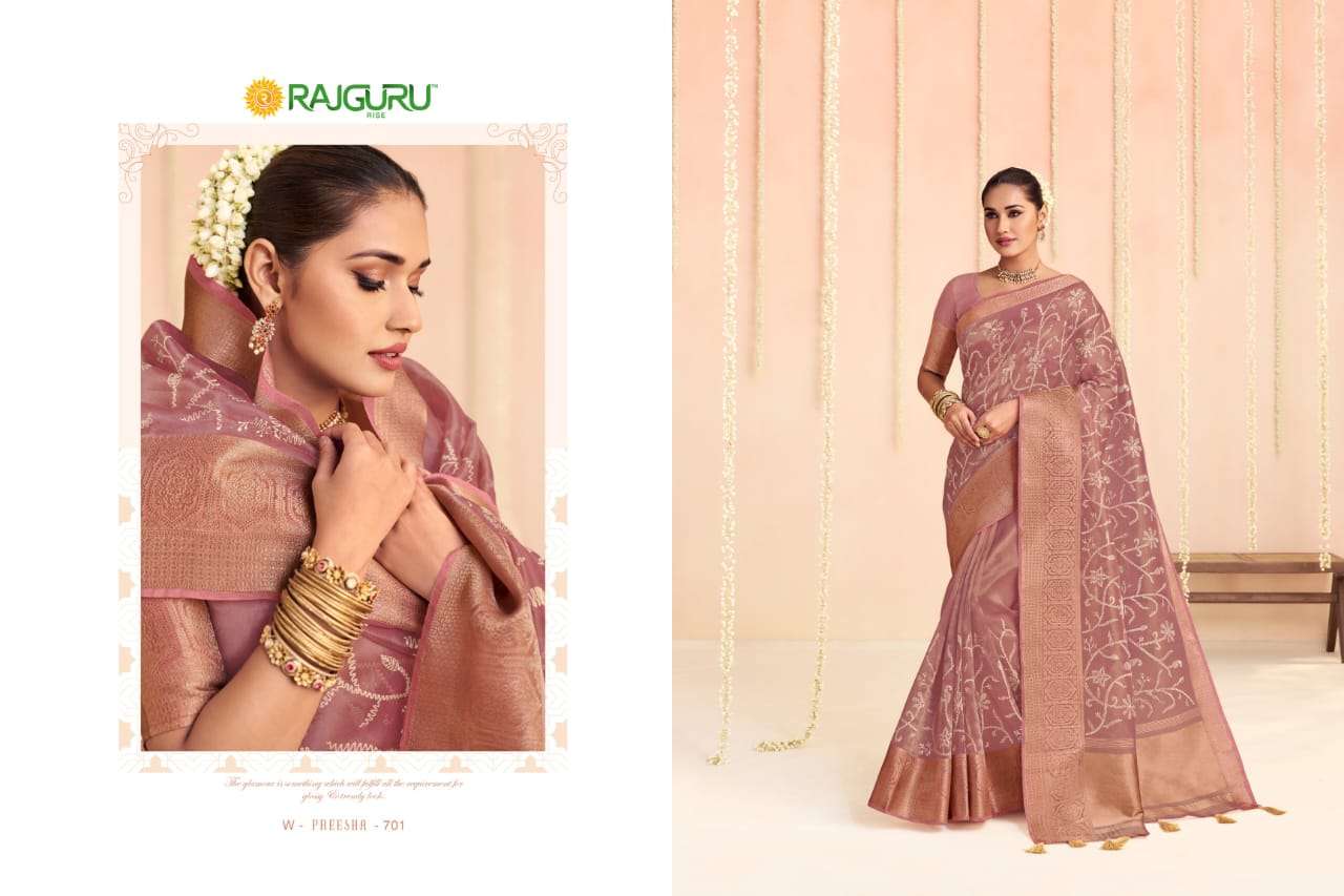 RAJGURU PRESENTS PREESHA DESIGNER FANCY SAREES CATALOG WHOLESALER AND EXPORTER IN SURAT