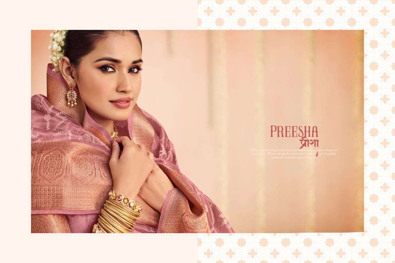 RAJGURU PRESENTS PREESHA DESIGNER FANCY SAREES CATALOG WHOLESALER AND EXPORTER IN SURAT