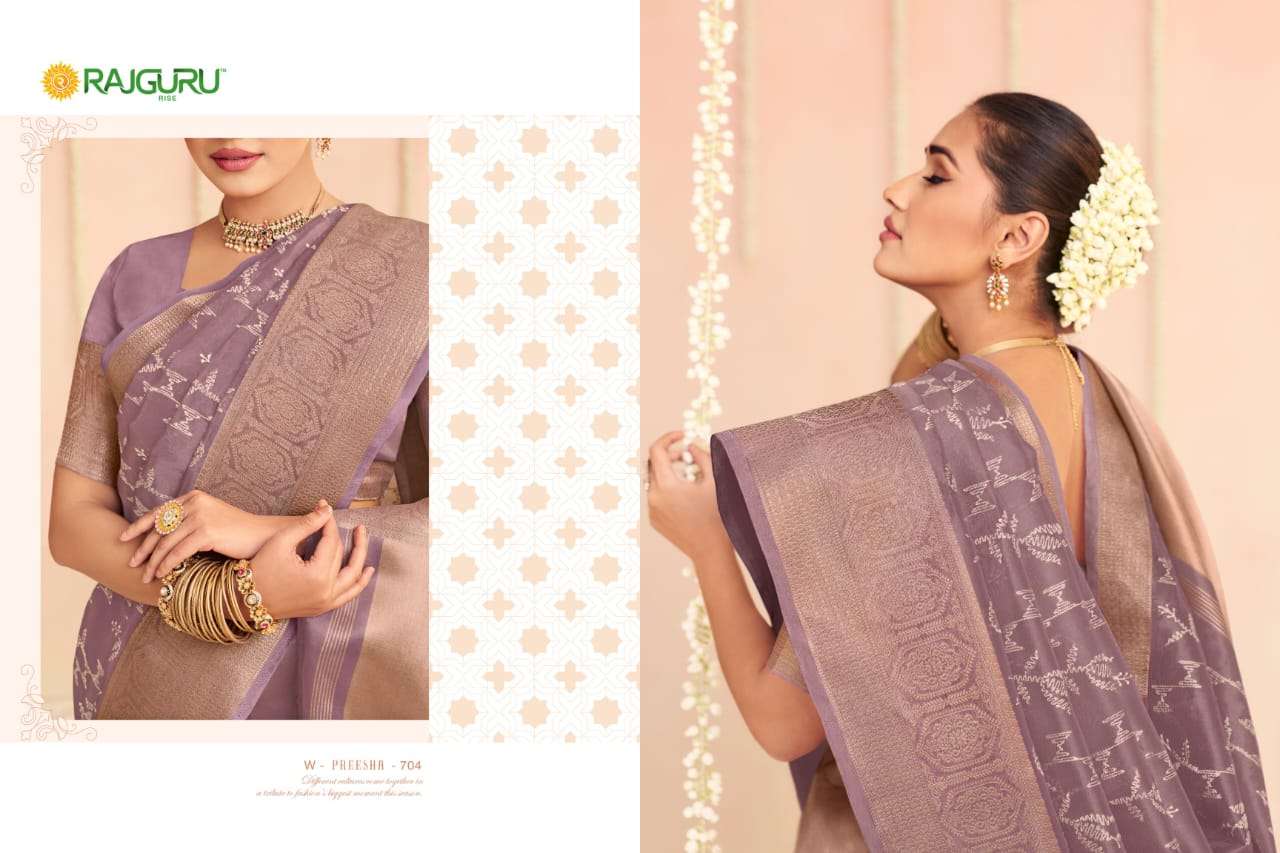 RAJGURU PRESENTS PREESHA DESIGNER FANCY SAREES CATALOG WHOLESALER AND EXPORTER IN SURAT