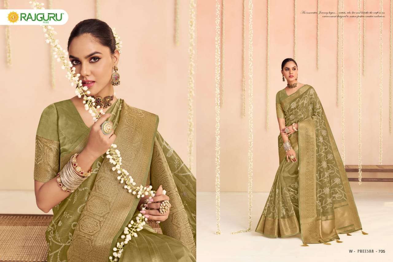 RAJGURU PRESENTS PREESHA DESIGNER FANCY SAREES CATALOG WHOLESALER AND EXPORTER IN SURAT