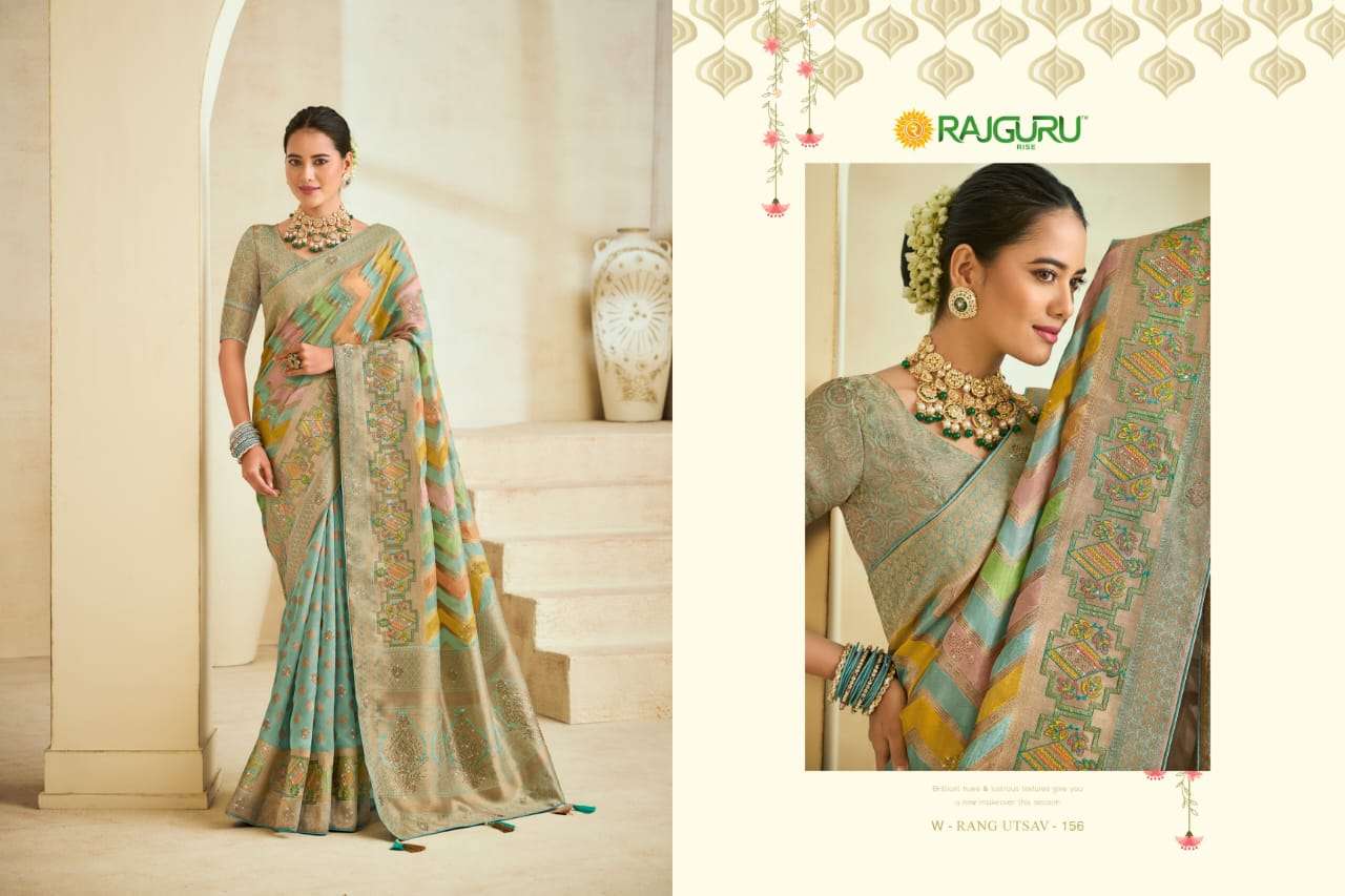 RAJGURU PRESENTS RANG UTSAV FUNCTION WEAR FANCY WORK SAREES CATALOG WHOLESALER AND EXPORTER IN SURAT 