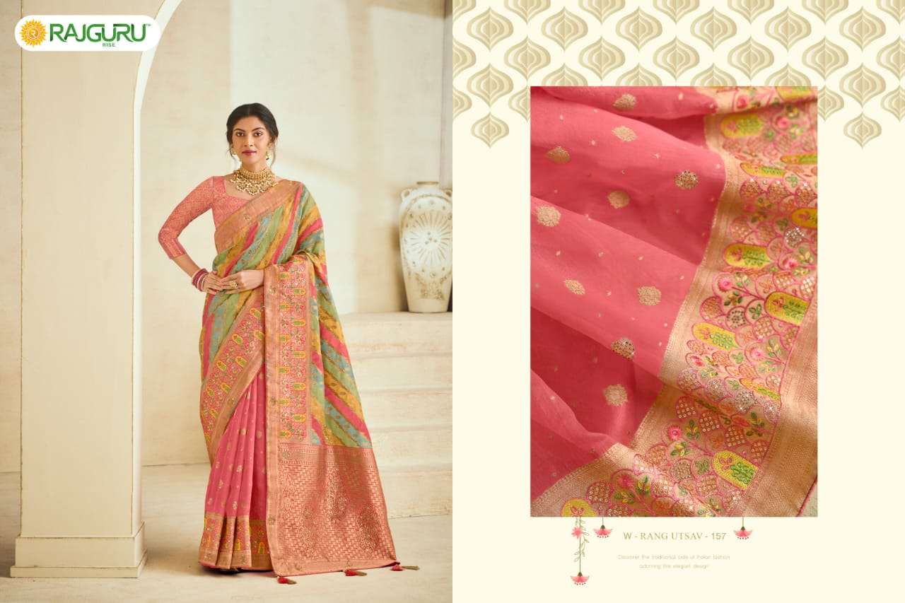 RAJGURU PRESENTS RANG UTSAV FUNCTION WEAR FANCY WORK SAREES CATALOG WHOLESALER AND EXPORTER IN SURAT 