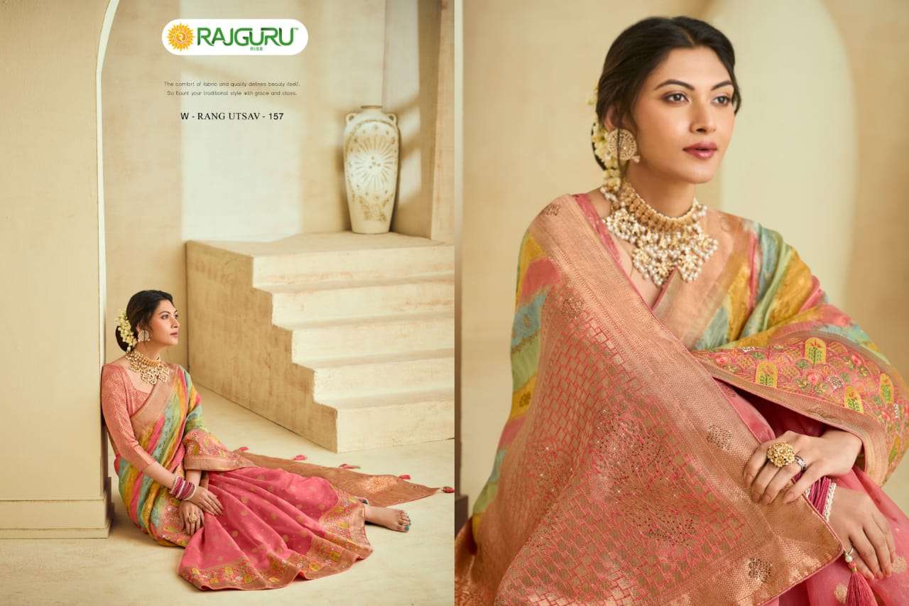RAJGURU PRESENTS RANG UTSAV FUNCTION WEAR FANCY WORK SAREES CATALOG WHOLESALER AND EXPORTER IN SURAT 