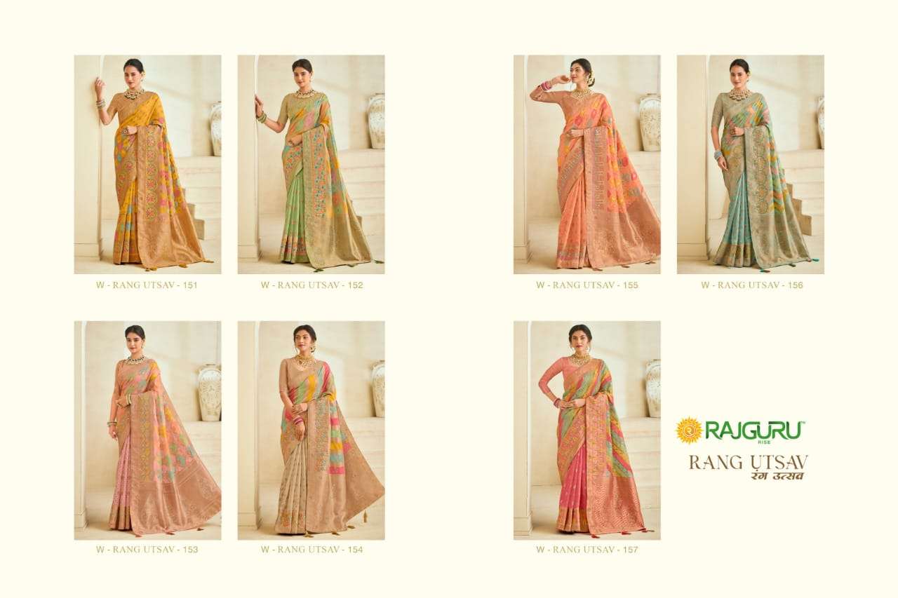 RAJGURU PRESENTS RANG UTSAV FUNCTION WEAR FANCY WORK SAREES CATALOG WHOLESALER AND EXPORTER IN SURAT 