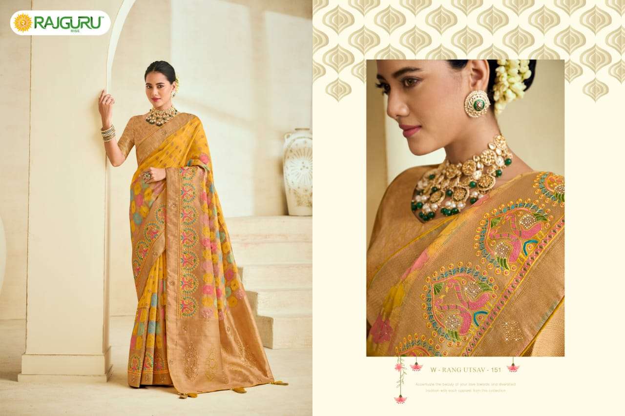 RAJGURU PRESENTS RANG UTSAV FUNCTION WEAR FANCY WORK SAREES CATALOG WHOLESALER AND EXPORTER IN SURAT 