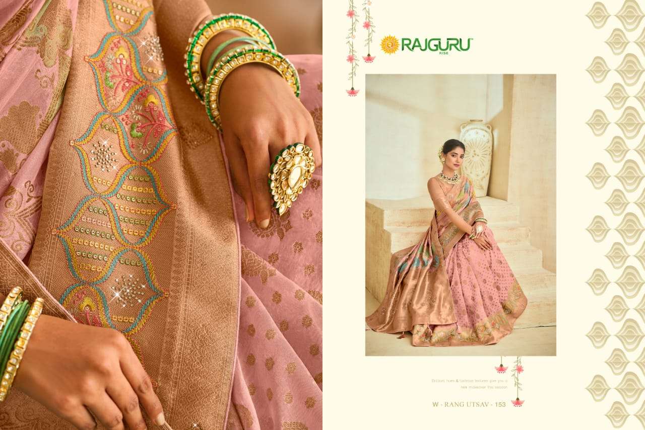 RAJGURU PRESENTS RANG UTSAV FUNCTION WEAR FANCY WORK SAREES CATALOG WHOLESALER AND EXPORTER IN SURAT 