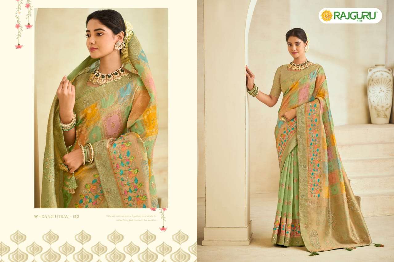 RAJGURU PRESENTS RANG UTSAV FUNCTION WEAR FANCY WORK SAREES CATALOG WHOLESALER AND EXPORTER IN SURAT 