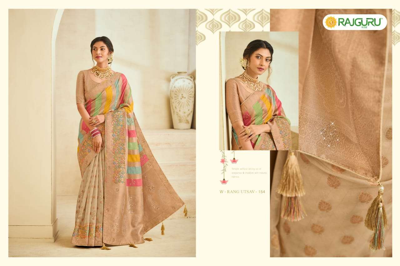 RAJGURU PRESENTS RANG UTSAV FUNCTION WEAR FANCY WORK SAREES CATALOG WHOLESALER AND EXPORTER IN SURAT 