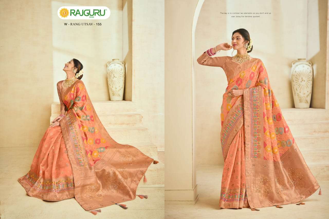 RAJGURU PRESENTS RANG UTSAV FUNCTION WEAR FANCY WORK SAREES CATALOG WHOLESALER AND EXPORTER IN SURAT 