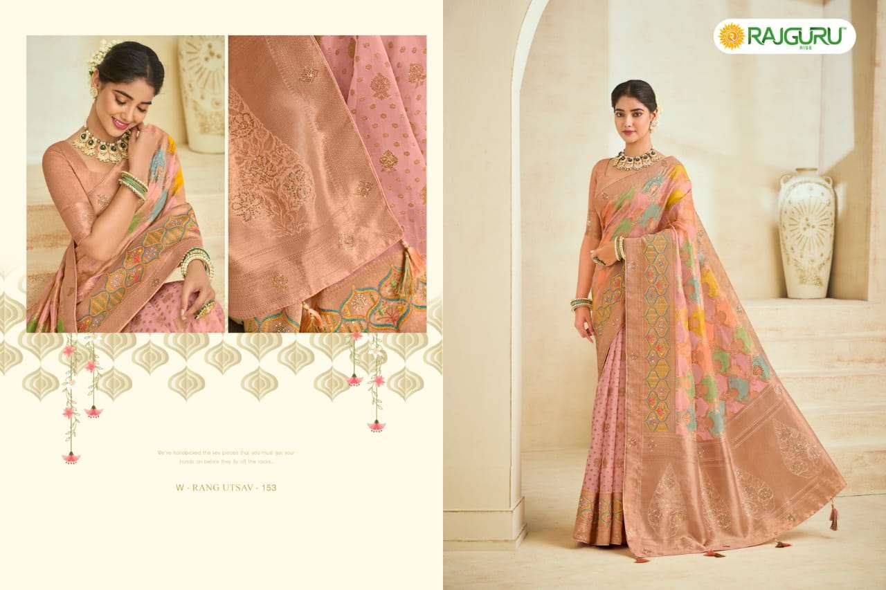 RAJGURU PRESENTS RANG UTSAV FUNCTION WEAR FANCY WORK SAREES CATALOG WHOLESALER AND EXPORTER IN SURAT 