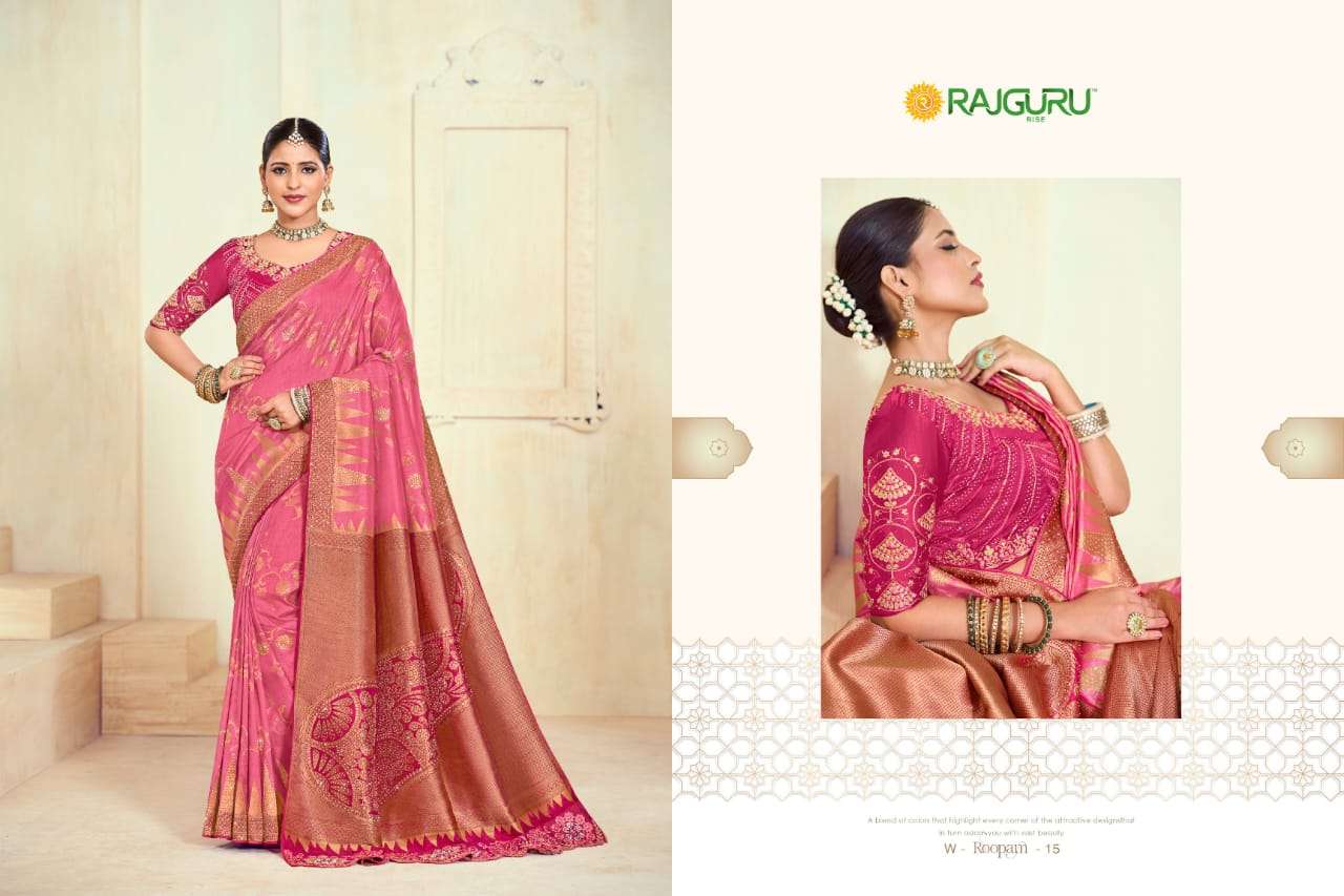 RAJGURU PRESENTS ROOPAM DESIGNER FANCY SAREES CATALOG WHOLESALER AND EXPORTER IN SURAT