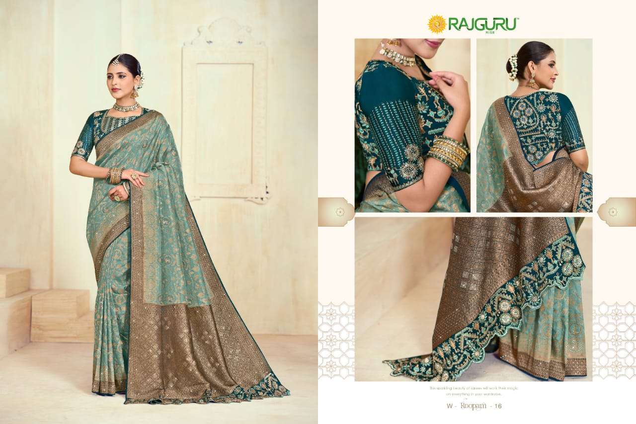RAJGURU PRESENTS ROOPAM DESIGNER FANCY SAREES CATALOG WHOLESALER AND EXPORTER IN SURAT