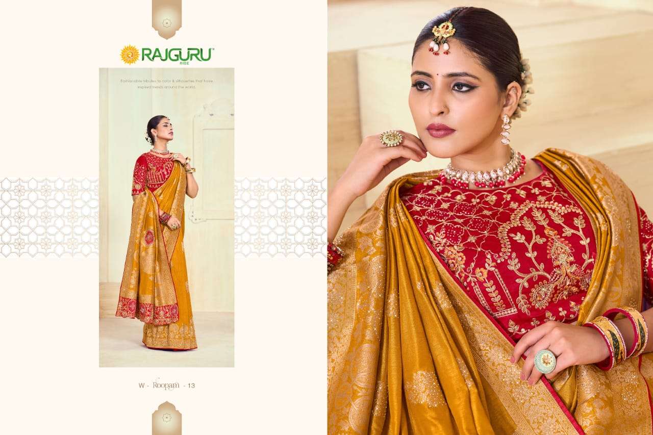 RAJGURU PRESENTS ROOPAM DESIGNER FANCY SAREES CATALOG WHOLESALER AND EXPORTER IN SURAT