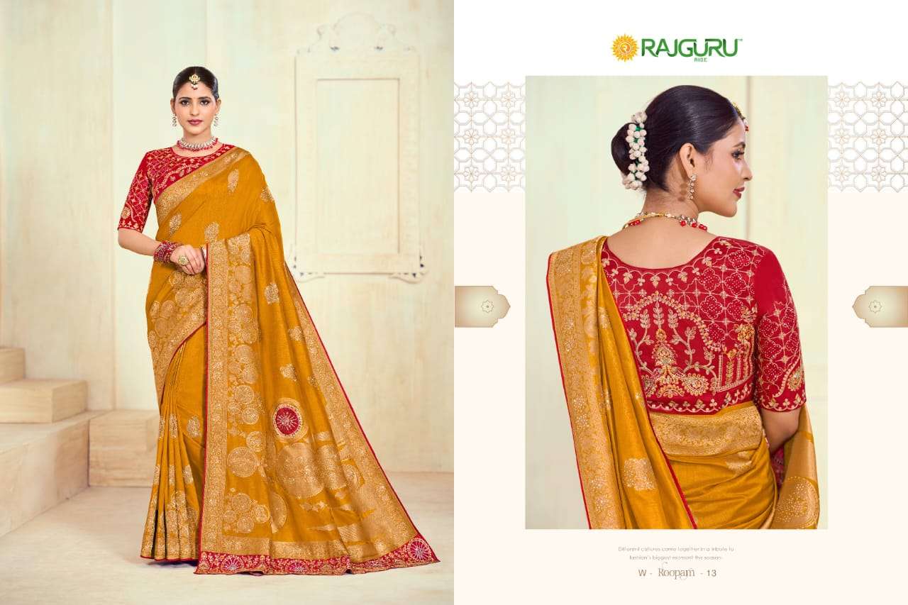 RAJGURU PRESENTS ROOPAM DESIGNER FANCY SAREES CATALOG WHOLESALER AND EXPORTER IN SURAT