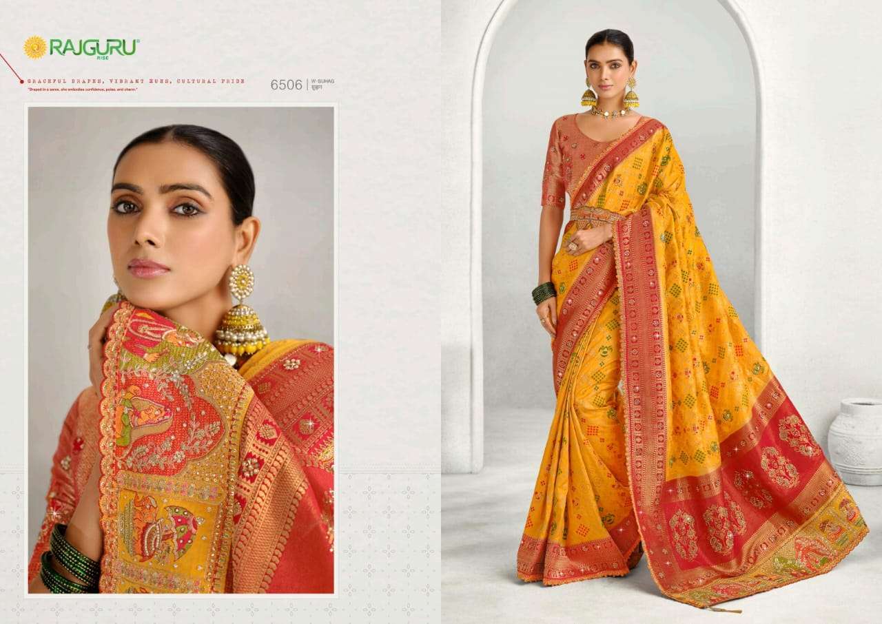 RAJGURU PRESENTS SUHAG FANCY PURE SILK SAREES CATALOG WHOLESALER AND EXPORTER IN SURAT CATALOG WHOLESALER AND EXPORTER IN SURAT 