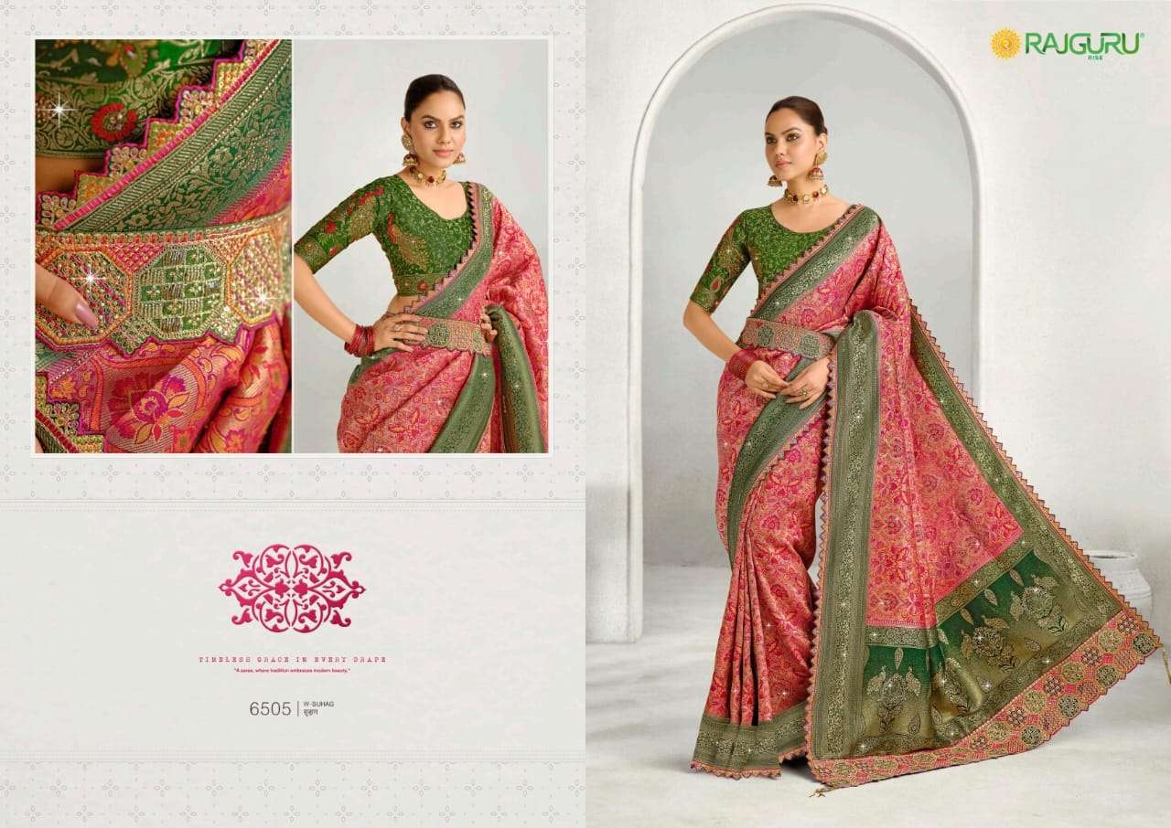 RAJGURU PRESENTS SUHAG FANCY PURE SILK SAREES CATALOG WHOLESALER AND EXPORTER IN SURAT CATALOG WHOLESALER AND EXPORTER IN SURAT 