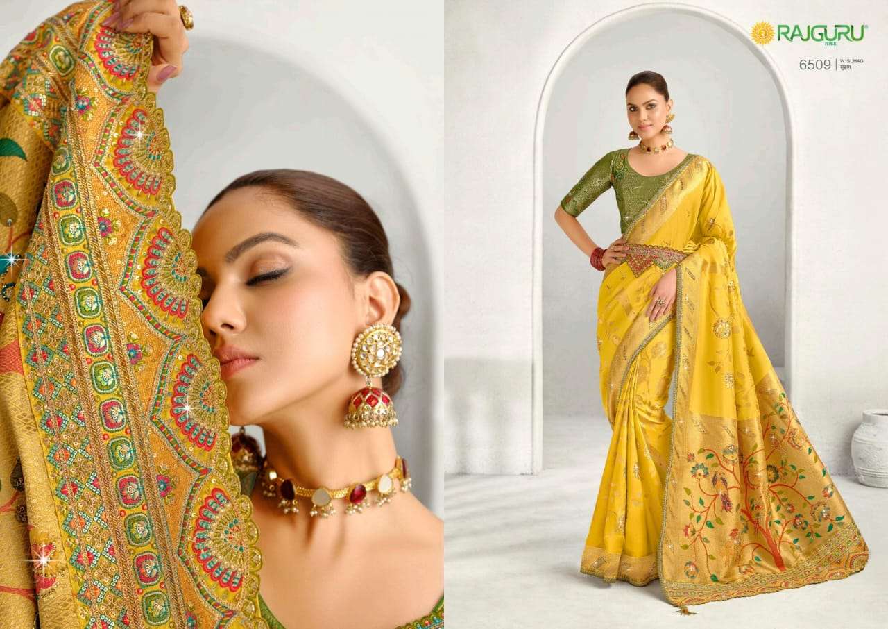 RAJGURU PRESENTS SUHAG FANCY PURE SILK SAREES CATALOG WHOLESALER AND EXPORTER IN SURAT CATALOG WHOLESALER AND EXPORTER IN SURAT 